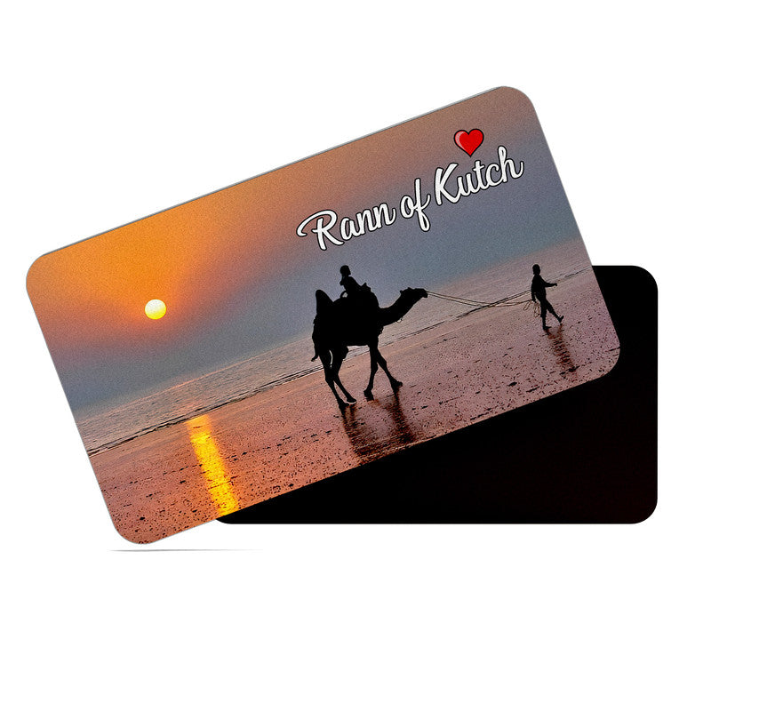 dhcrafts Rectangular Rubber Fridge Magnet / Magnetic Card Multicolor Gujarat Rann Of Kutch Design Pack of 1 (8.6cm x 5.4cm)